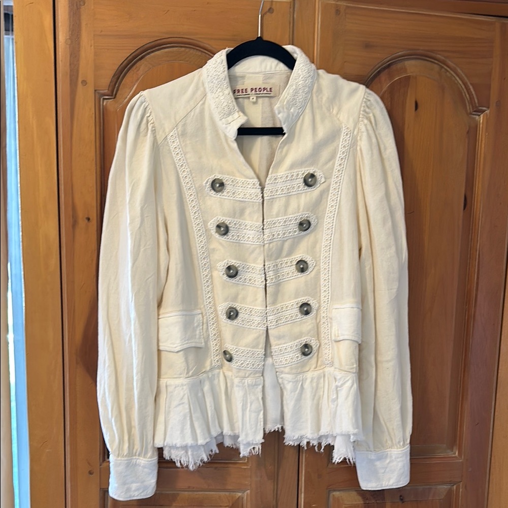 Free People Cream Military Style Jacket